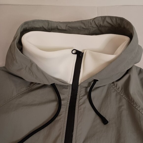 ZARA Contrast Neoprene Effect Hooded Athleisure Jacket Sage Green Women’s Size M - Picture 4 of 14